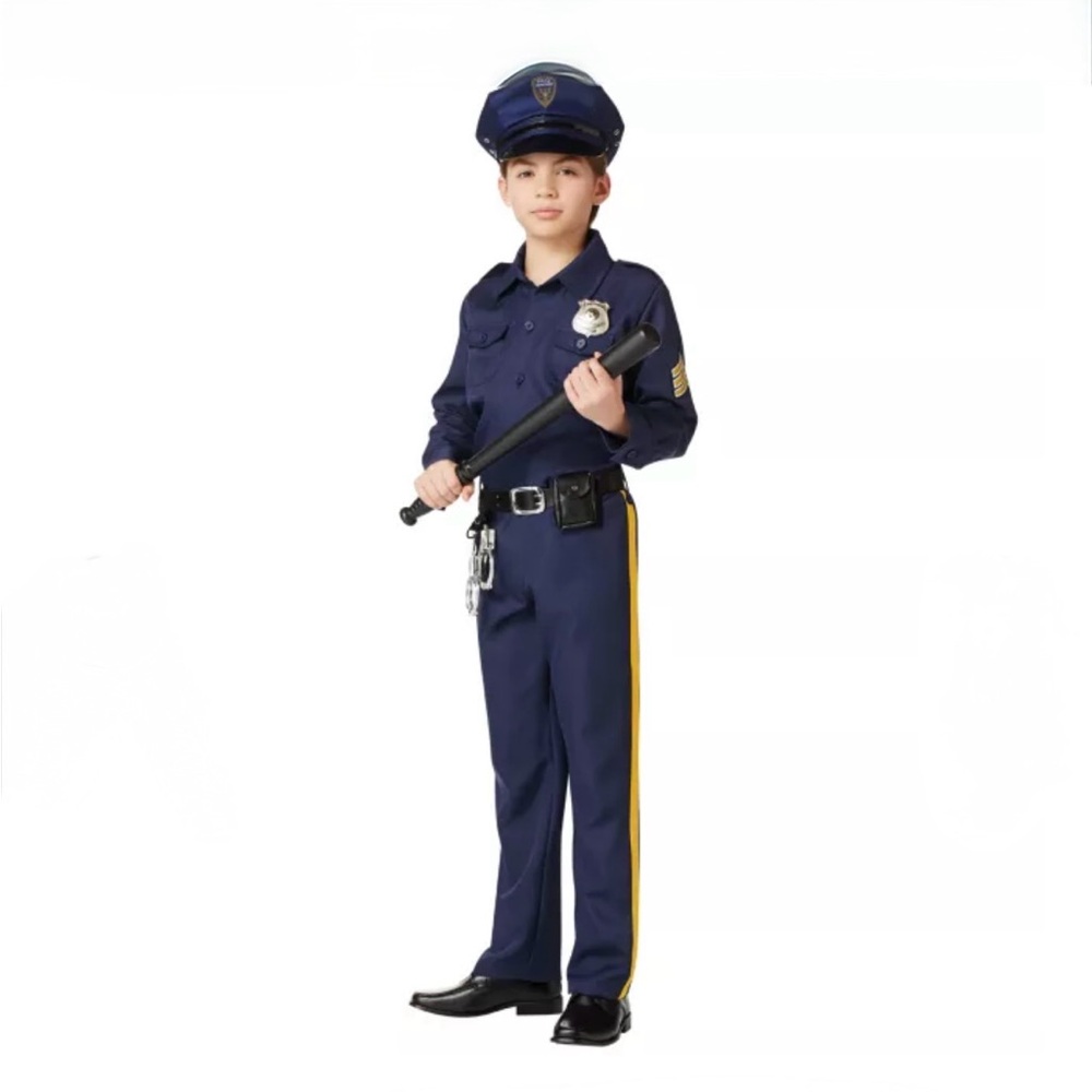 Kids Navy Blue Police Officer Costume Set